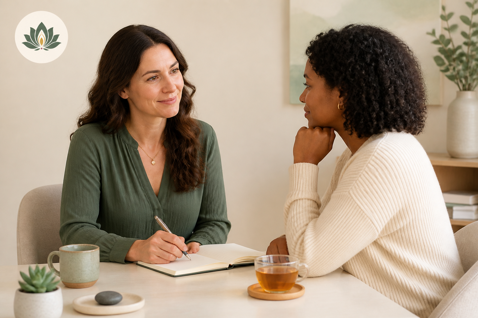A supportive one-to-one wellness coaching conversation